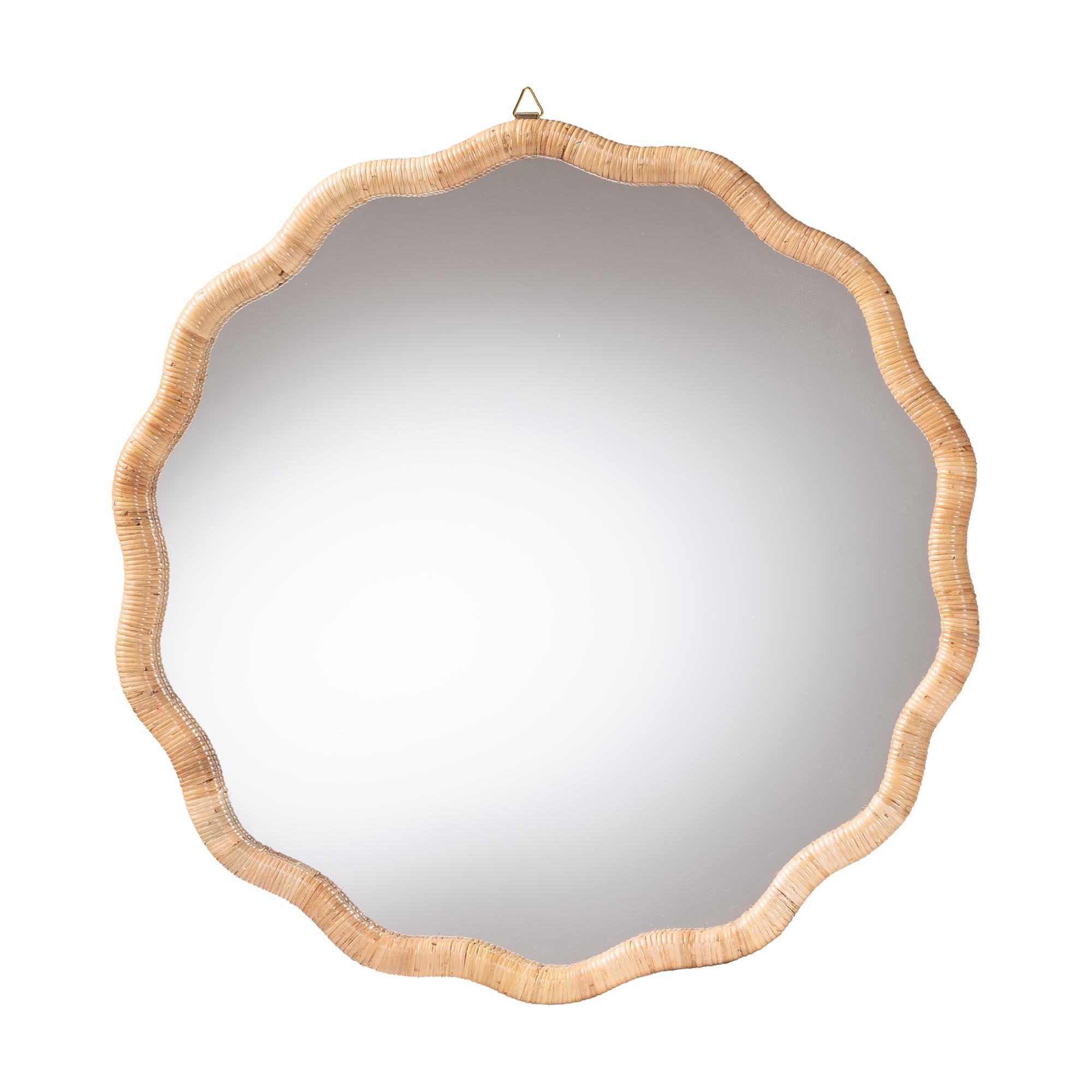 bali & pari Rasida Natural Rattan Scalloped Wall Mirror - Decorative Hand Wrapped Wicker Accent Mirror